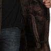 Men's 3/4 Length Black Shearling Coat product image
