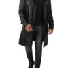 Men's 3/4 Length Black Shearling Coat product image