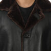Men's 3/4 Length Black Shearling Coat product image