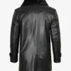 Men's 3/4 Black Real Leather Coat With Fur Collar product image
