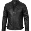 Tall Diamond Mens Black Cafe Racer Leather Jacket product image
