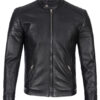 Carrie Men's Black Cafe Racer Leather Jacket Carrie Men's Black Cafe Racer Leather Jacket product image