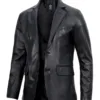 Mens Real Lambskin Black Leather Blazer product image