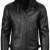 Mitchel Men's Black Shearling Leather Bomber Jacket Mitchel Men's Black Shearling Leather Bomber Jacket product image