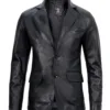 Mens Real Lambskin Black Leather Blazer product image