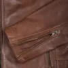 Mens Cognac Brown Cafe Racer Leather Jacket product image