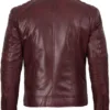 Mens Burgundy Cafe Racer Leather Jacket product image