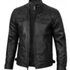 Tall Diamond Mens Black Cafe Racer Leather Jacket product image