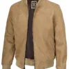 Men's Camel Brown Suede Bomber Jacket product image