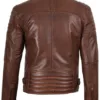 Mens Cognac Brown Cafe Racer Leather Jacket product image