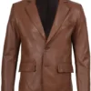 Men's Cognac Brown Real Leather Blazer product image