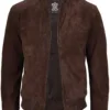 Adamsville Mens Dark Brown Suede Bomber Jacket product image