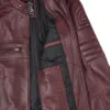 Mens Burgundy Cafe Racer Leather Jacket product image