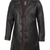 Men's Real Leather 3 4 Length Dark Brown Car Coat product image