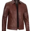 Tall Men Harrington Brown Leather Jacket Tall Men Harrington Brown Leather Jacket product image