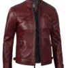 Tall Men's Real Leather Burgundy Biker Style Jacket product image
