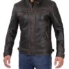 Men's Tall Quilted Distressed Brown Biker Style Leather Jacket Men's Tall Quilted Distressed Brown Biker Style Leather Jacket product image