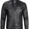 Vermont Men's Black Biker Style Leather Jacket product image