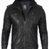 Mens Black Waxed Cafe Racer Leather Jacket product image