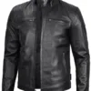 Vermont Men's Black Biker Style Leather Jacket product image