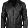 Mitchel Men's Black Shearling Leather Bomber Jacket Mitchel Men's Black Shearling Leather Bomber Jacket product image
