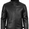 Mitchel Men's Black Shearling Leather Bomber Jacket Mitchel Men's Black Shearling Leather Bomber Jacket product image