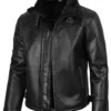 Mitchel Men's Black Shearling Leather Bomber Jacket product image