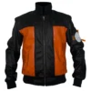 Naruto Shippūden Uzumaki Brown and Black Bomber Leather Jacket product image