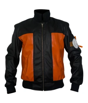 Naruto Shippūden Uzumaki Brown and Black Bomber Leather Jacket product image