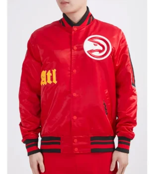 Old English Atlanta Hawks Classic Rib Red Jacket product image