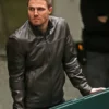 Oliver Queen Arrow Black Leather Jacket product image