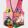 Pink Flying Witch Printed Halloween Vest product image