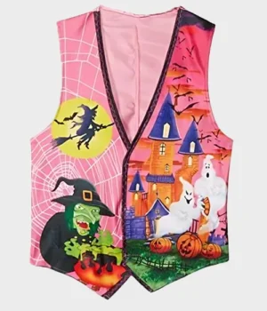 Pink Flying Witch Printed Halloween Vest product image