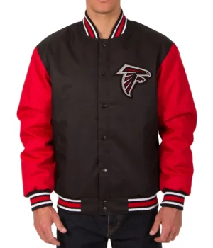 Poly Twill Atlanta Falcons Varsity Black and Red Jacket product image