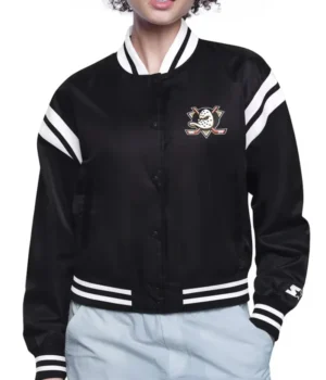 Printed Logo Anaheim Ducks Varsity Satin Jacket product image