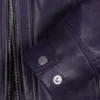 Johnson Women's Purple Quilted Cafe Racer Leather Jacket product image