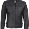 Mens Matte Black Biker Style Real Leather Jacket product image