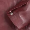 Women's Real Leather Burgundy Blazer with Three Button product image