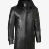 Men's 3/4 Black Real Leather Coat With Fur Collar product image