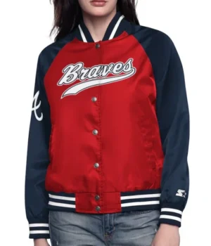 Red/Navy Atlanta Braves Home Run Varsity Satin Jacket product image