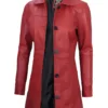 Kandis Women Red Real Leather Car Coat product image