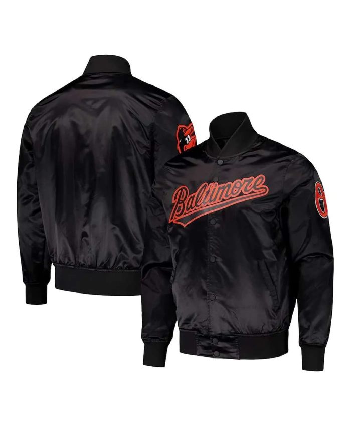 Baltimore Orioles Wordmark Black Satin Jacket Baltimore Orioles Wordmark Black Satin Jacket product image