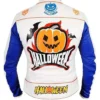 Halloween Pumpkin Printed White Leather Jacket product image