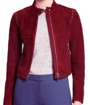 Willa Holland Arrow Red Suede Jacket product image