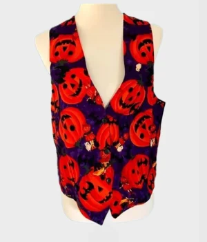 Smiling Red Pumpkins Purple Halloween Vest product image