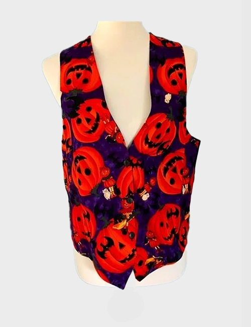Smiling Red Pumpkins Purple Halloween Vest Smiling Red Pumpkins Purple Halloween Vest product image