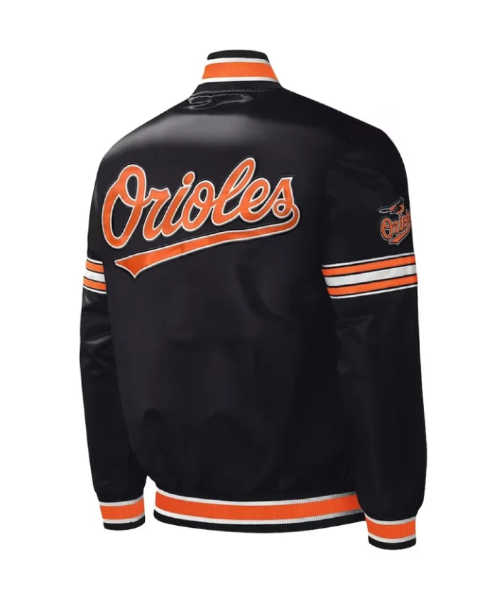 Baltimore Orioles Midfield Varsity Black Satin Jacket Baltimore Orioles Midfield Varsity Black Satin Jacket product image