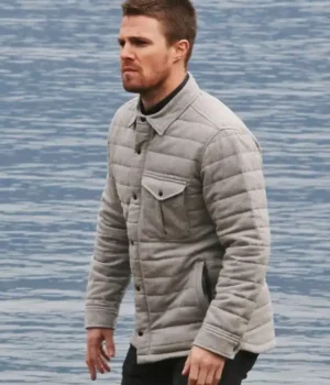 Stephen Amell Arrow S04 Grey Quilted Jacket product image