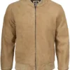 Men's Camel Brown Suede Bomber Jacket product image