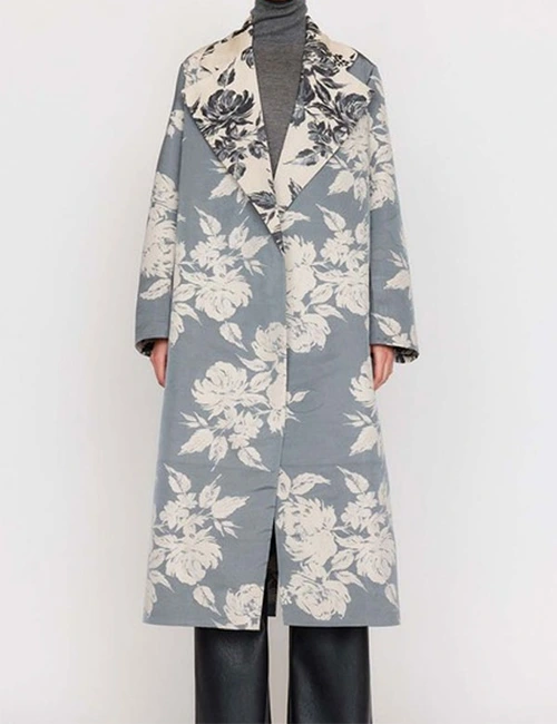 Tamara Tunie Beyond The Gates Grey And White Floral Coat Tamara Tunie Beyond The Gates Grey And White Floral Coat product image